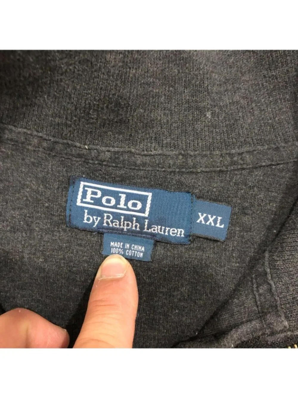 Polo Ralph Lauren Mens Sz XXL Quarter Zip Sweater Gray Cotton Mock Neck Logo